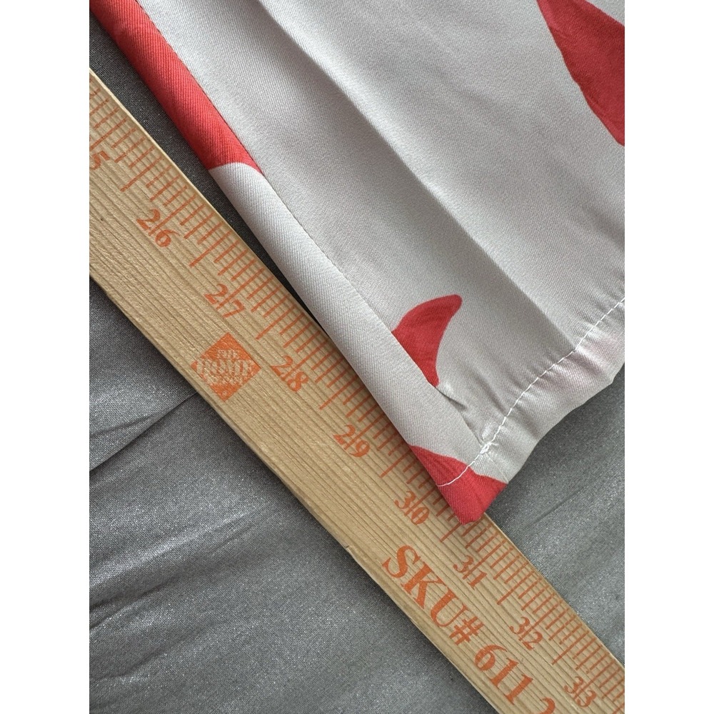 bryn Walker White Wide-Leg Pants with Coral Botanical Print - Picture 7 of 7
